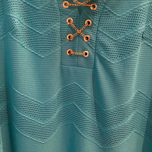 London Times aqua dress or beach cover up - Picture 2 of 4